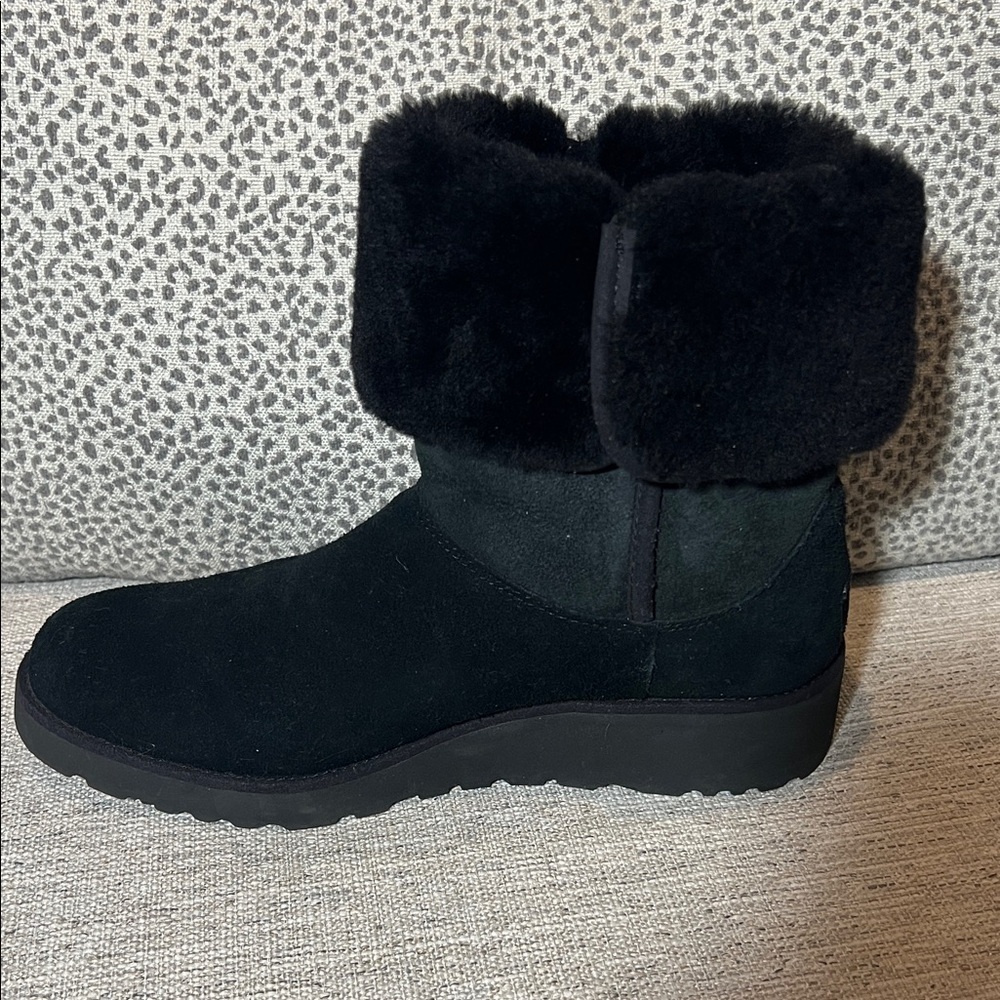 Women's Black Fur-Lined UGG Boots Ladies 9.5. SH169 - Picture 5 of 9